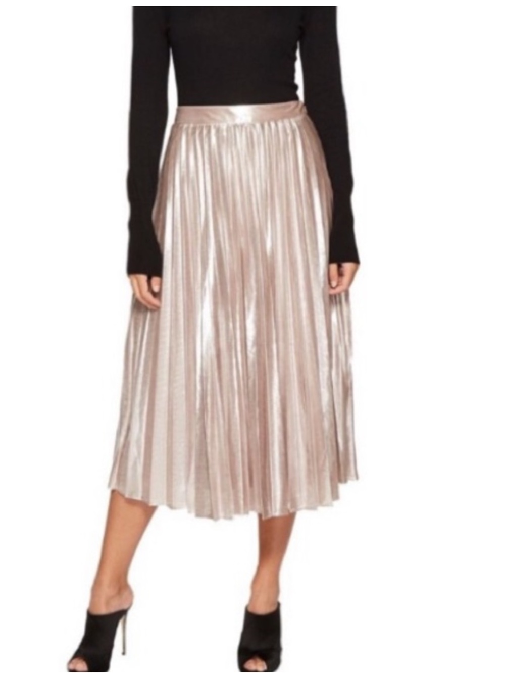 1. State metallic pleated skirt